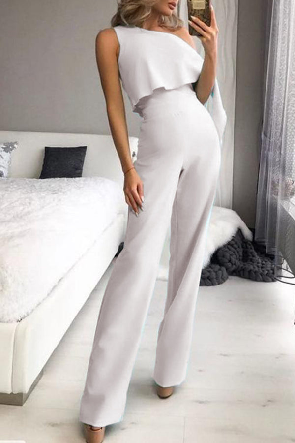 New Mid Waist Off Shoulder Loose Jumpsuit