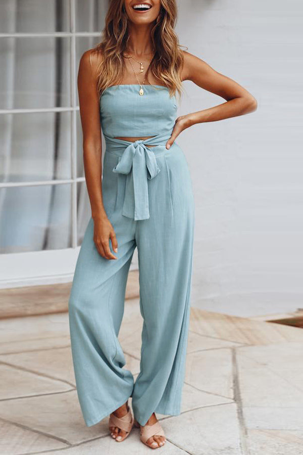 Summer Fashion Sexy Tube Top Strapless Casual Jumpsuit