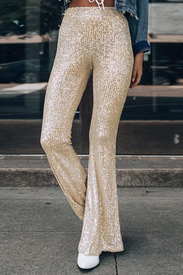 Roschic Sequin Flare Leg Pants