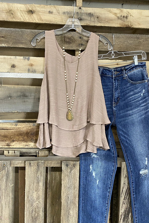 Casual Cascading Ruffled Tank