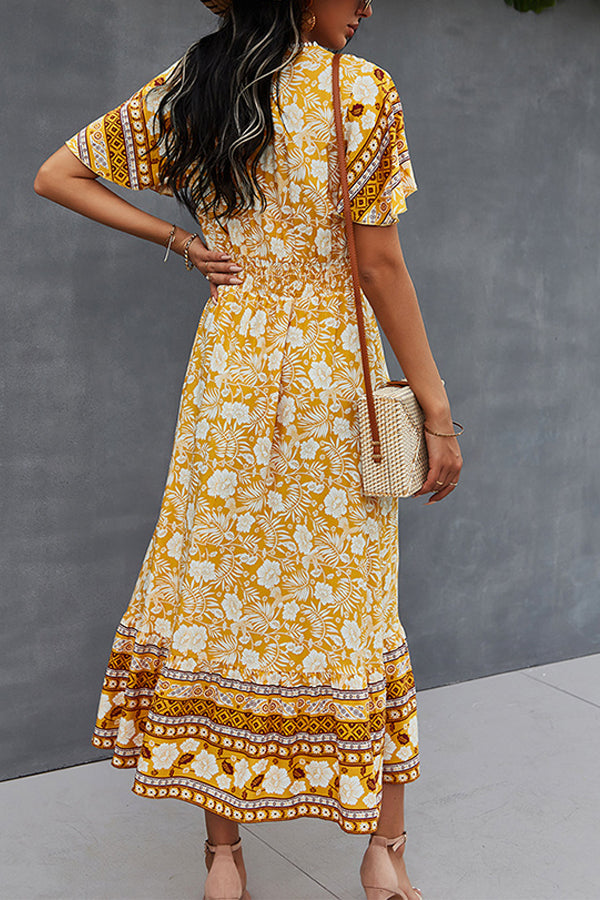 Spring/Summer V-Neck Tie Boho Dress