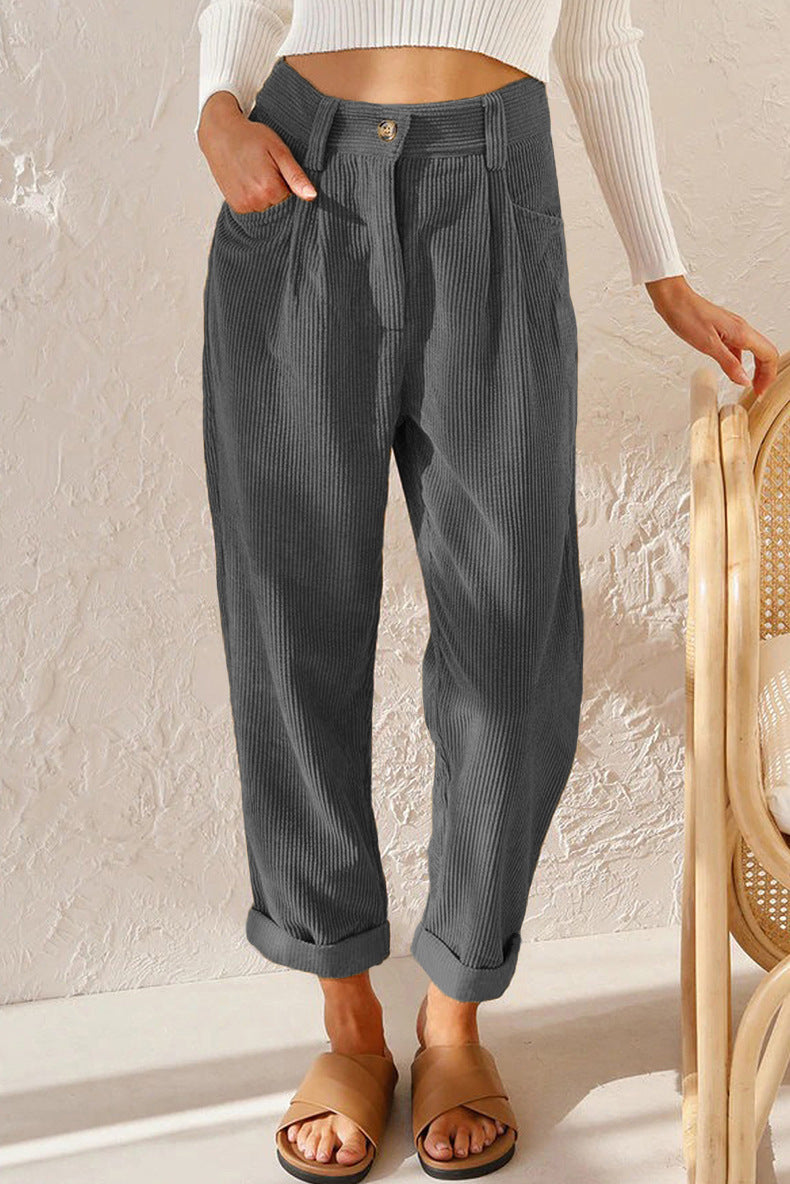 women's corduroy loose straight trousers