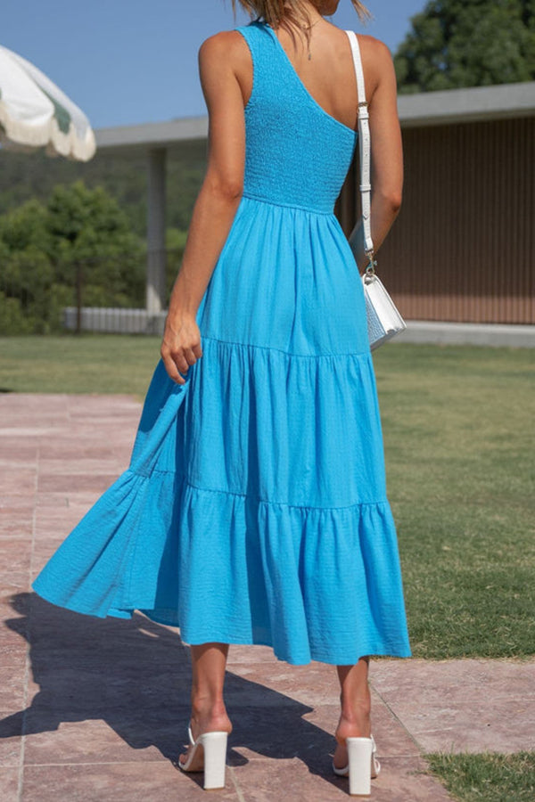 Single Room Solid Color Simple Mid Length Dress