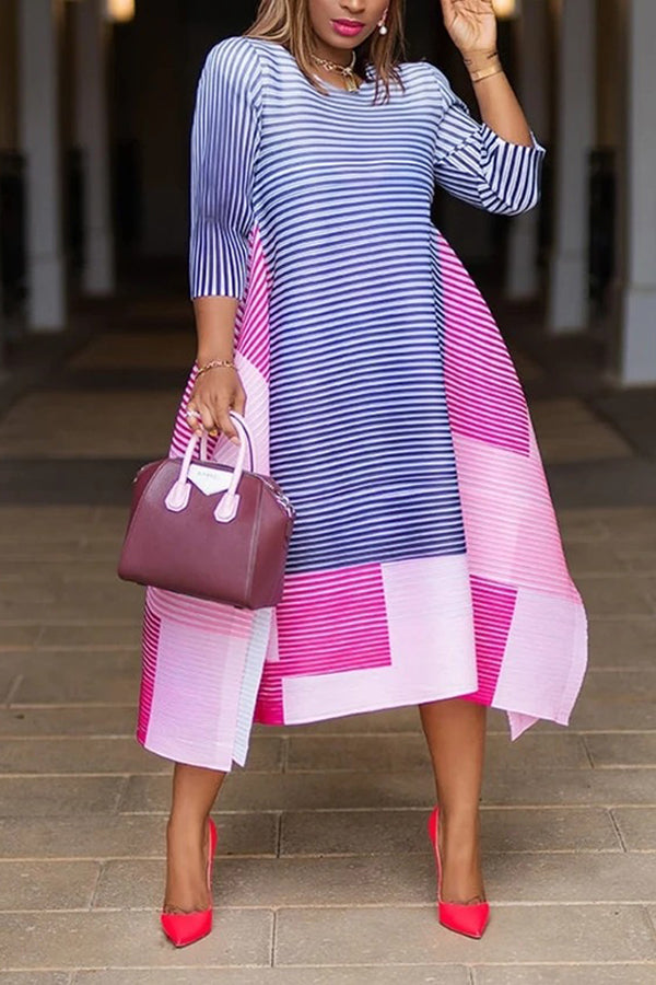 Robe ample à rayures et coutures tendance