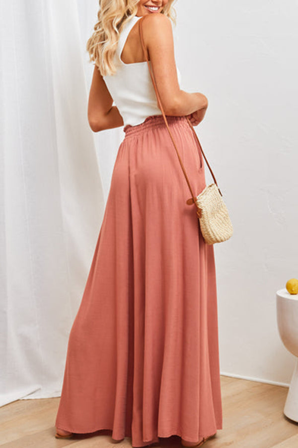 Solid Color Lightweight Flowy Wide Leg Pants