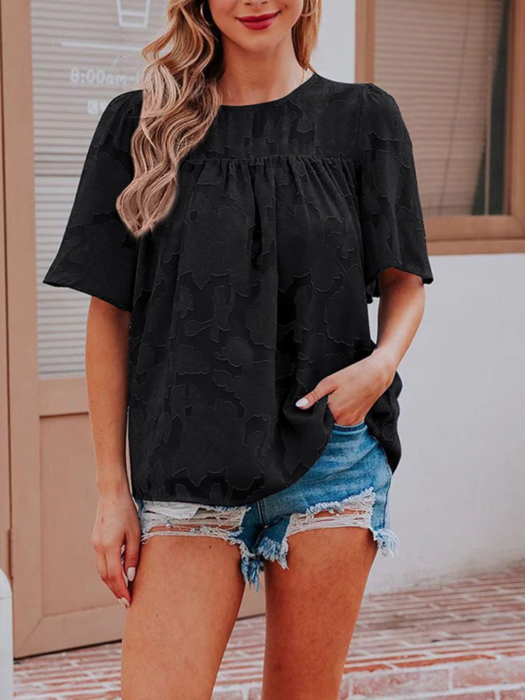 Women's Lace Cutout Chiffon Top