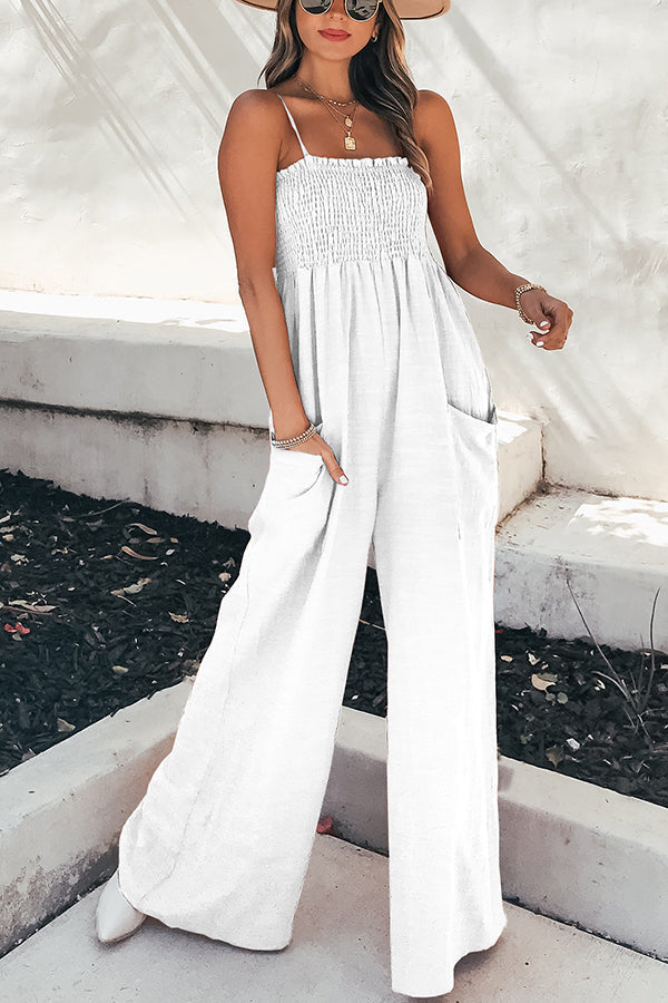 Solid Color Stay A While Gauze Casual Jumpsuit