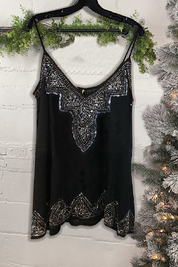 Sparkly Diamond V Neck Sling Top