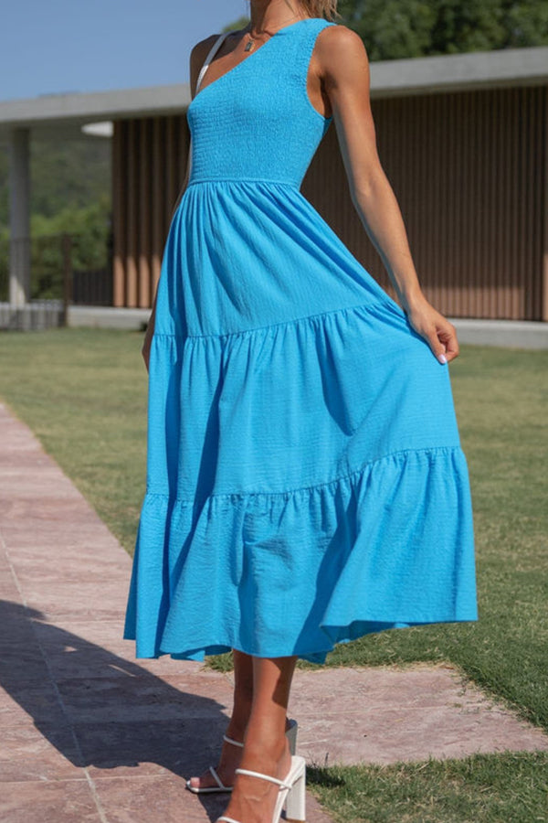 Single Room Solid Color Simple Mid Length Dress