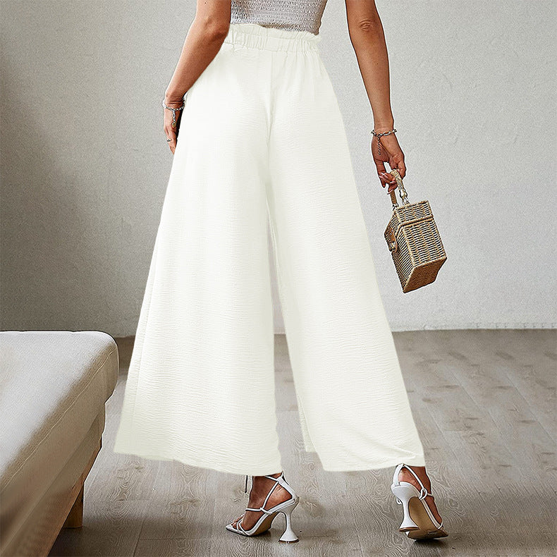 New Bow-tie Loose, High-waisted, Pleated Wide-leg Pants