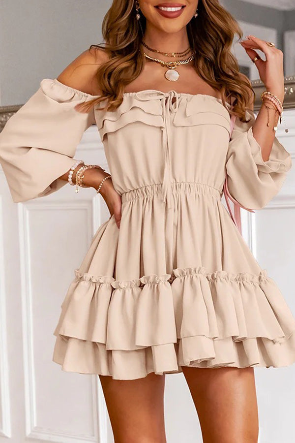 Off Shoulder Loose Ruffled Mini Dress