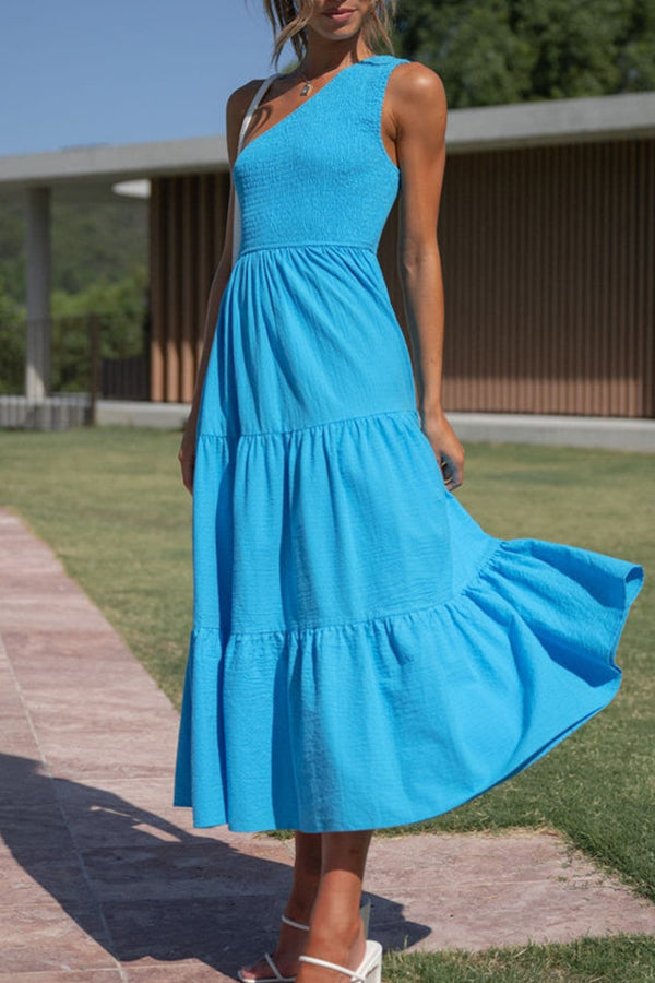 Single Room Solid Color Simple Mid Length Dress