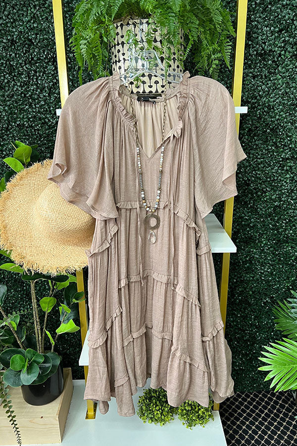 Classic Chiffon Pleated Ruffle Dress