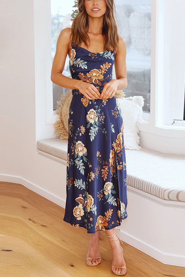 Nicola Floral Cowl Neck Midi Dress