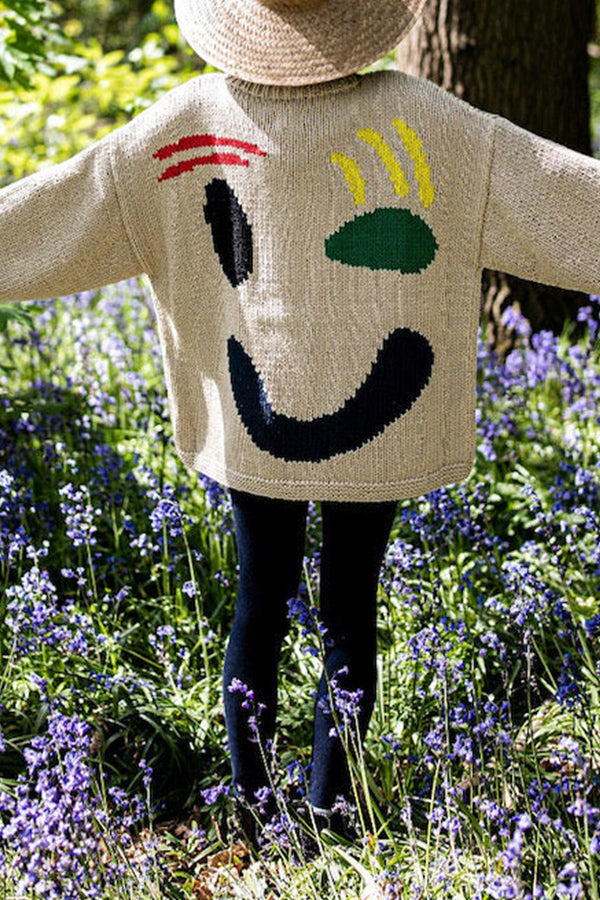 FEEL GOOD KNIT COLORFUL SMILEY FACE LOOSE PULLOVER SWEATER