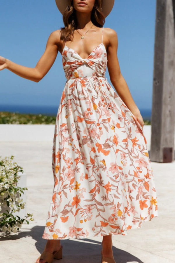 Sexy V-Neck Sling Boho Print Swing Dress