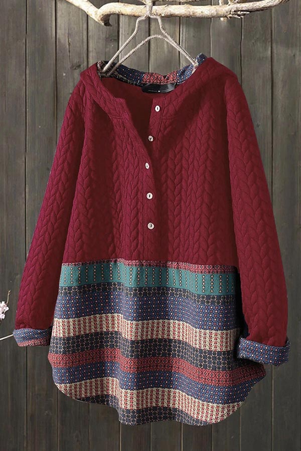 striped print long-sleeve pullover