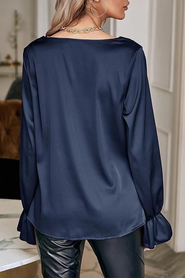 Satin Pullover Pile Collar Straight Blouse