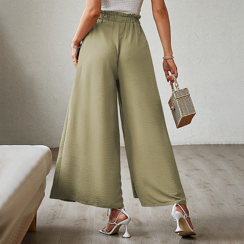 New Bow-tie Loose, High-waisted, Pleated Wide-leg Pants