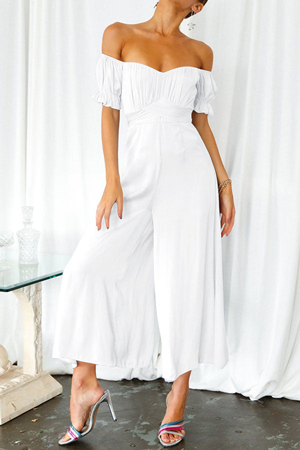 Pour Another One Satin Off Shoulder Jumpsuit