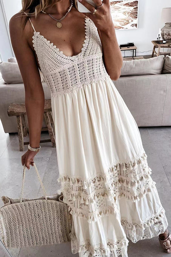 Casual Lace Stitched Sleeveless Dress