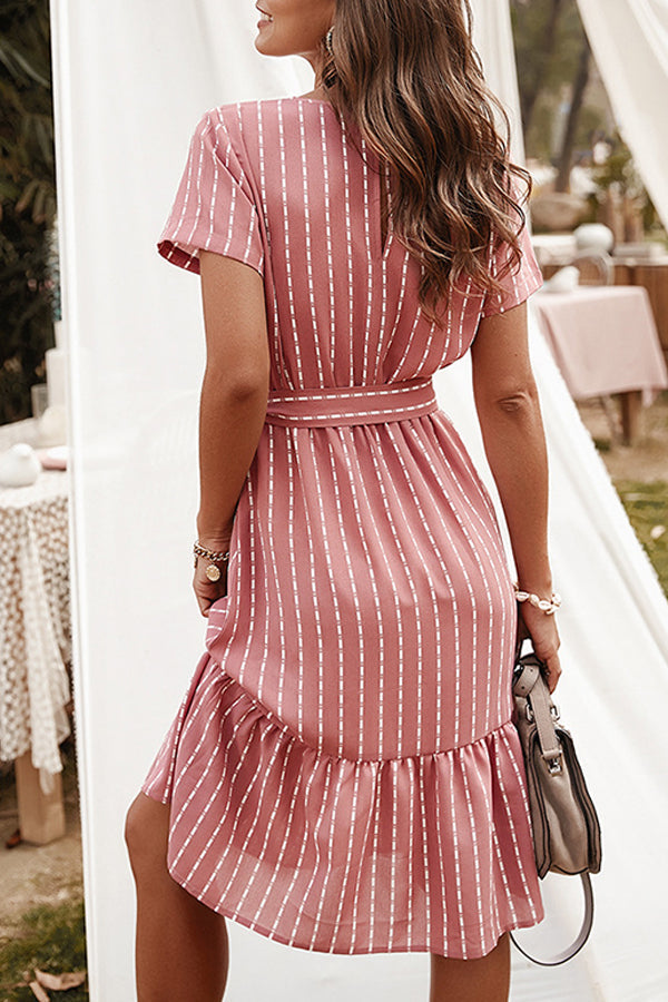 V-neck Sexy Temperament Striped Dress