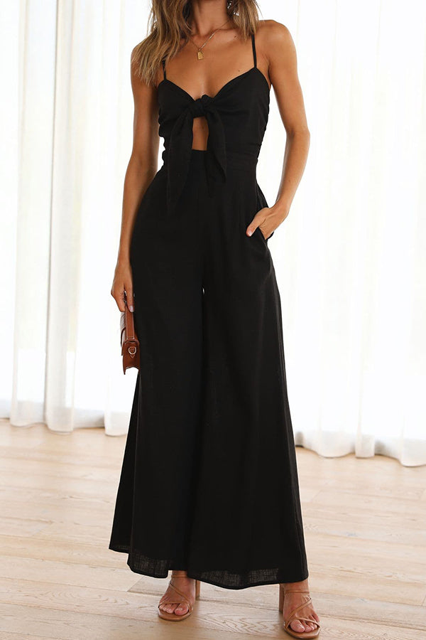 Resort Style Bow Decorated Top Jumpsuit