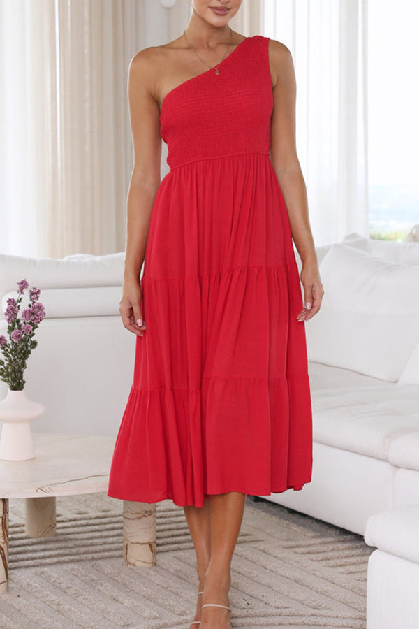 Single Room Solid Color Simple Mid Length Dress