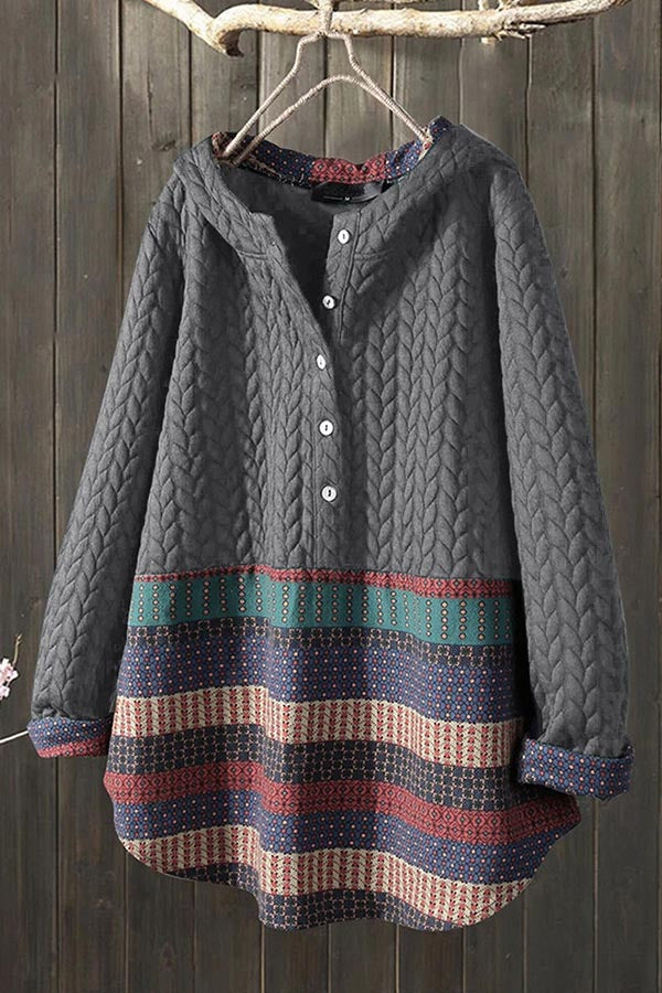 striped print long-sleeve pullover