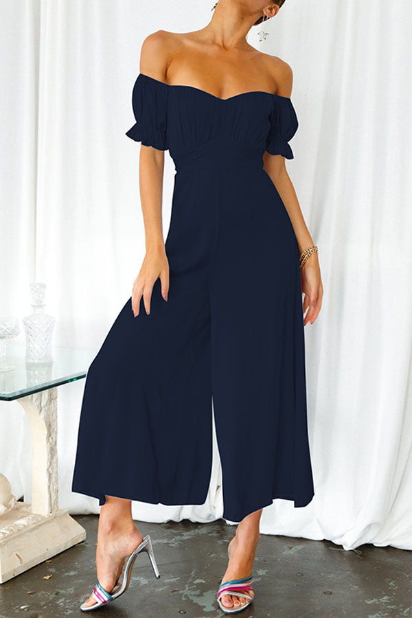 Pour Another One Satin Off Shoulder Jumpsuit