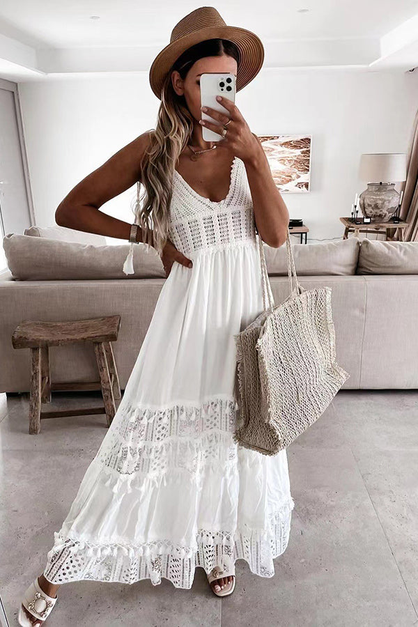 Casual Lace Stitched Sleeveless Dress