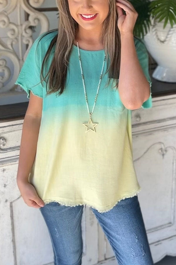 ombré frayed top