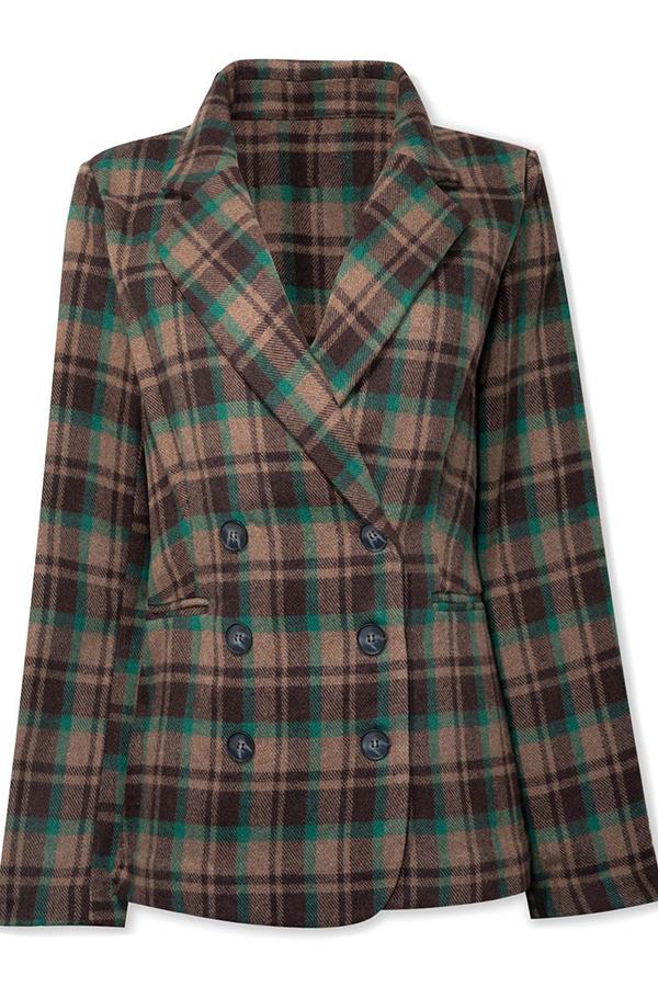 Small Town Charm Plaid Double Breasted Blazer