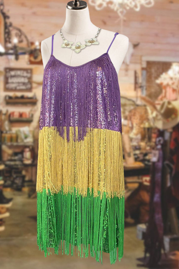 Mardi Gras Fringe Dress