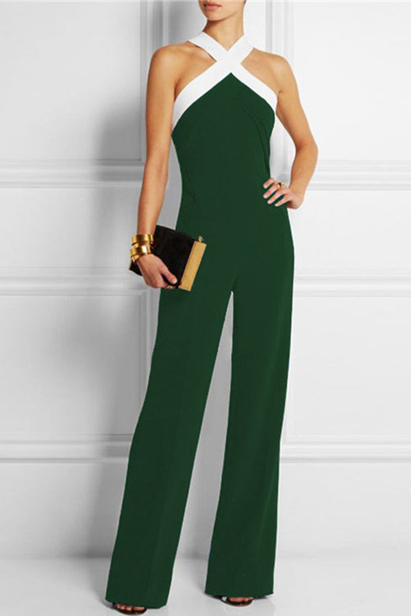 High Waist Color Block Jumpsuit