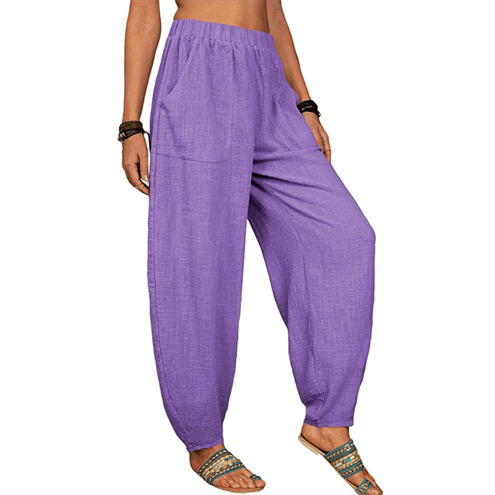 Women's Pure Color Casual Cotton Pants