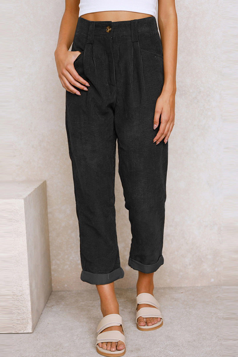 women's corduroy loose straight trousers