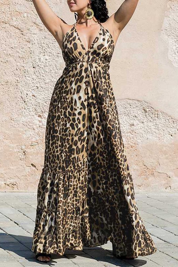 Leopard Print Beach Sexy Sling Dress