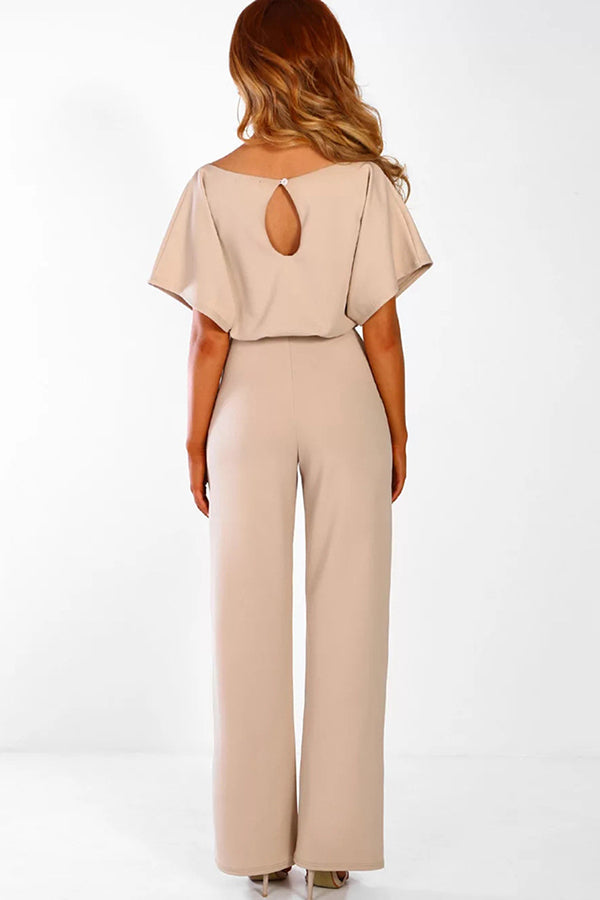 Summer button tie short sleeved Jumpsuit