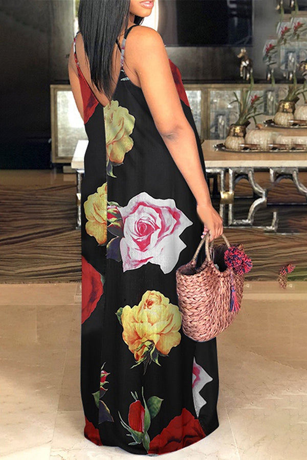 Robe nuisette imprimée à col en V et dos nu