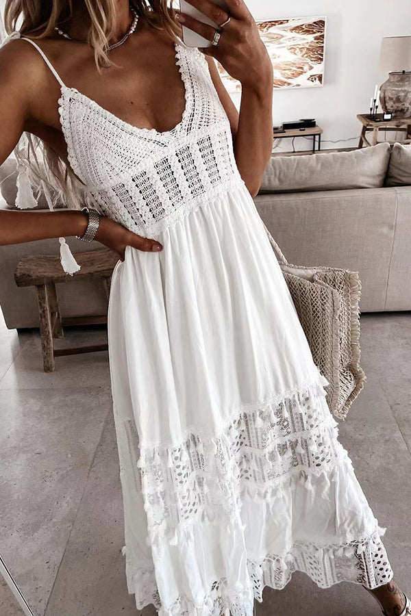 Casual Lace Stitched Sleeveless Dress