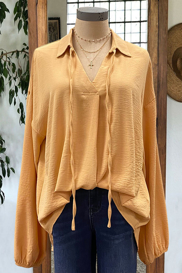 Dropped Shoulder Textured Woven Blouse