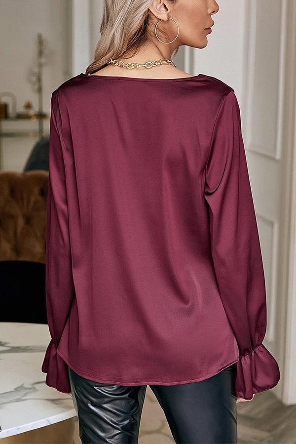 Satin Pullover Pile Collar Straight Blouse