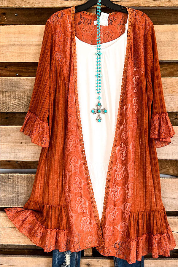 Orange Lace Cardigan