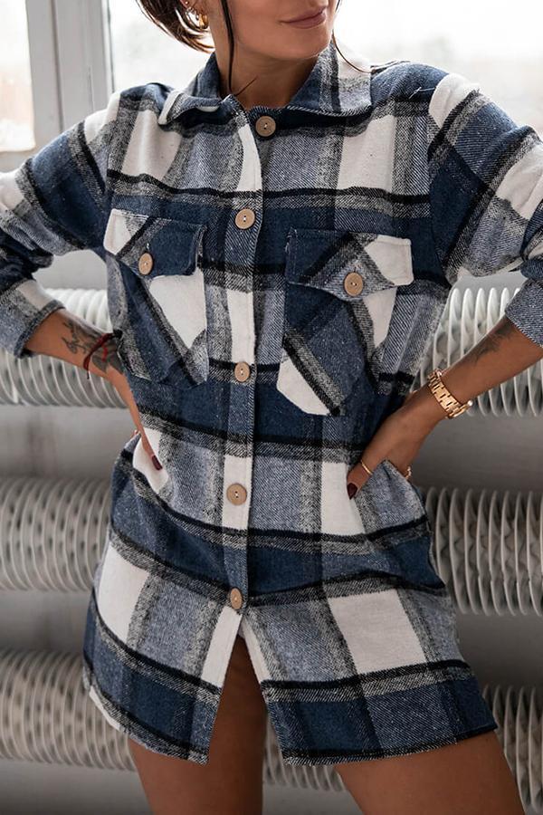 Classic Modern Check Color Stitching Shirt