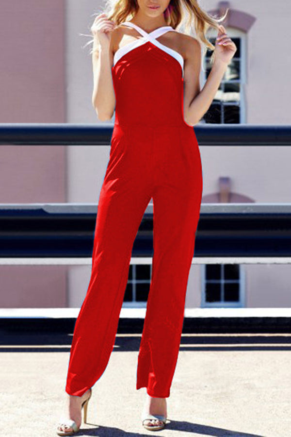 High Waist Color Block Jumpsuit