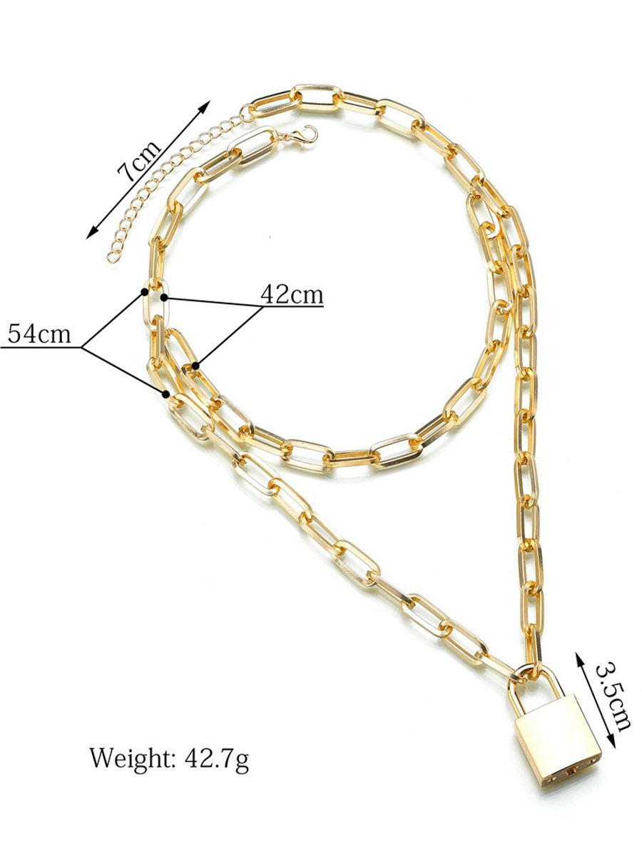 LIP-LOCKED LAYERED CHAIN NECKLACE