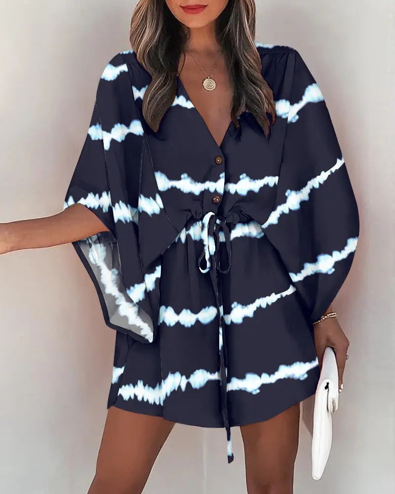 Dynamic Love Printed Batwing Sleeve Dress