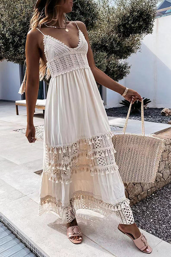 Casual Lace Stitched Sleeveless Dress