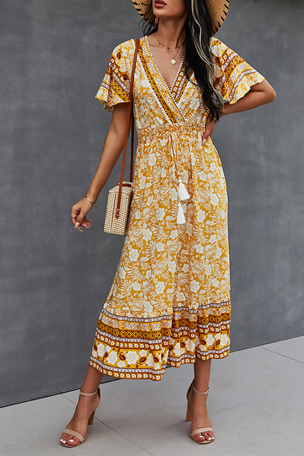 Spring/Summer V-Neck Tie Boho Dress